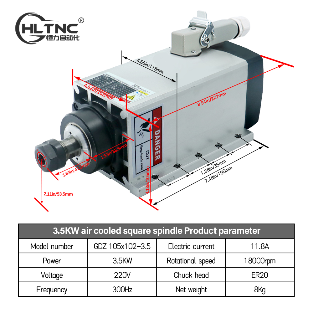 3.5KW ER20 220VSquare Fly-edge - Cnc Spindle Motor 评论和价格